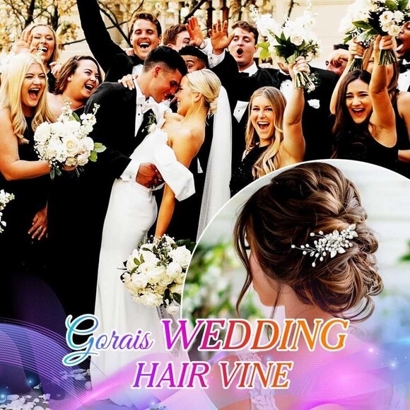 Bride Wedding Hair Vine Pearl Bridal Headpieces Leaf Hair Accessories for Women - Picture 5 of 7